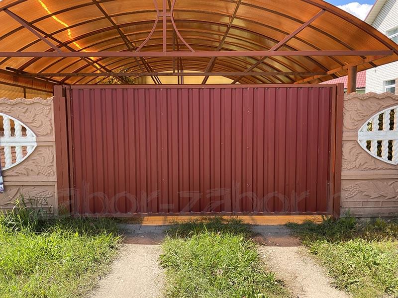 Фото ворот из профнастила одностворчатые
